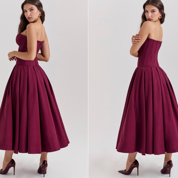 HOUSE OF CB LADY IN WINE CORSET DRESS SIZE SMALL REGULAR CUP - Picture 3 of 4